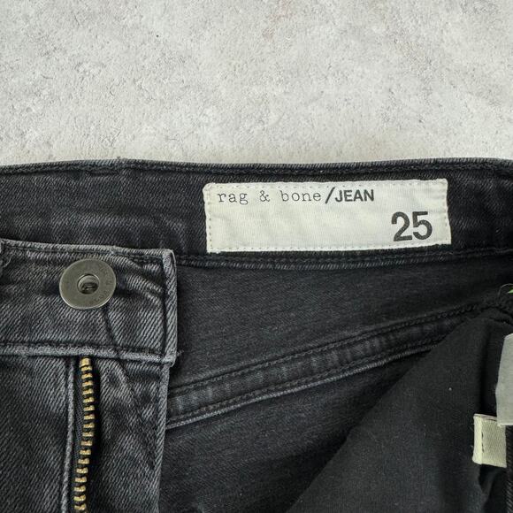 Rag & Bone Jeans Women's 25 Black Green Tuxedo Stripe Black Lime Pants READ - Picture 4 of 12